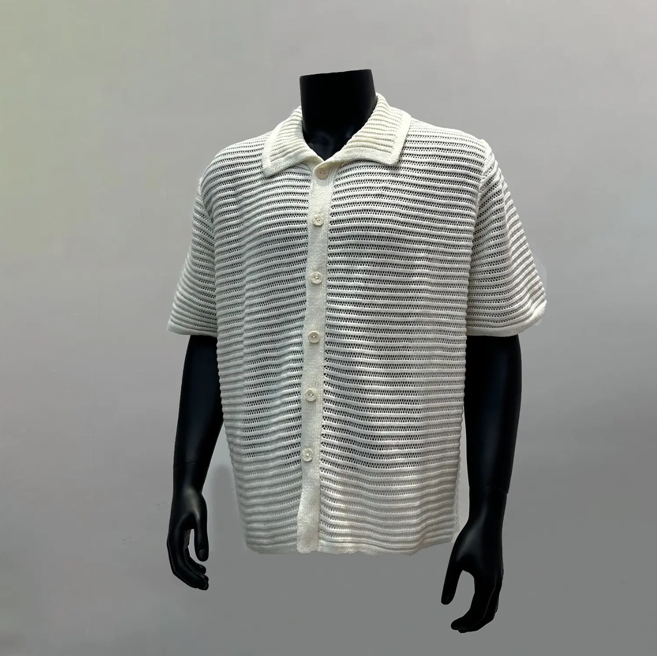 Men’s Short Sleeve Striped Knit Shirt, Casual and Versatile S-XL
