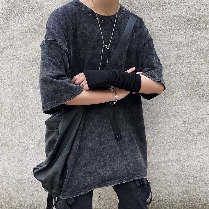 Men's Solid Color Loose-Fit Short Sleeve T-Shirt S-XL | Summer Round Neck Drop Shoulder Casual Breathable Top