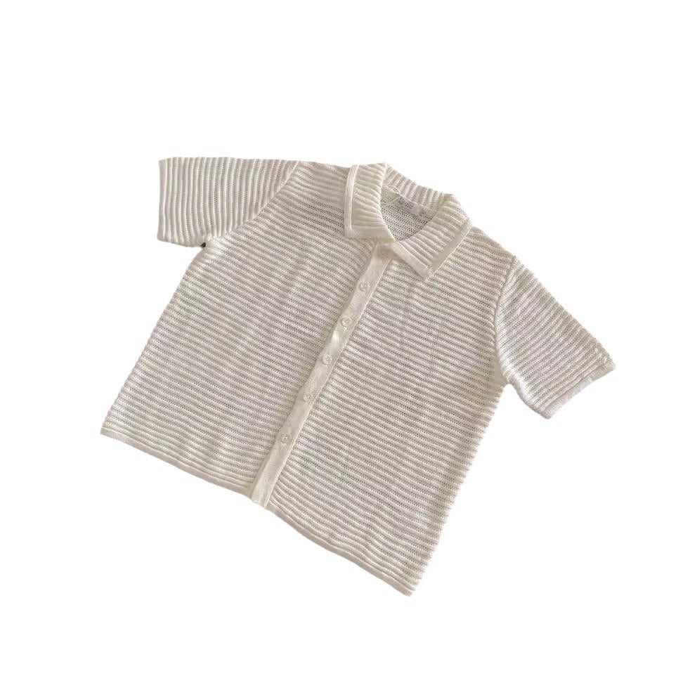 Men’s Short Sleeve Striped Knit Shirt, Casual and Versatile S-XL