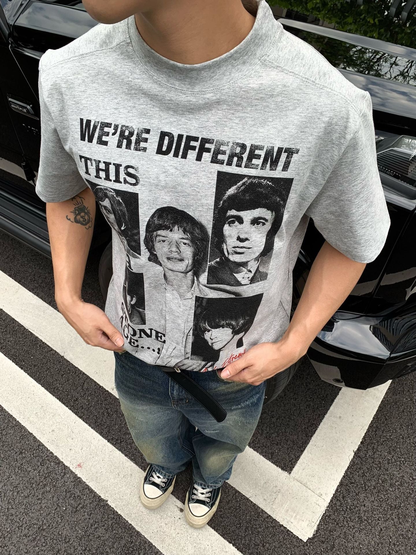 Men's Vintage Portrait Graphic Loose Fit T-Shirt, Casual Crew Neck Short Sleeve Streetwear Top S-XL