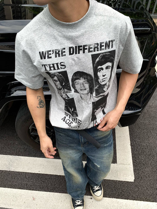 Men's Vintage Portrait Graphic Loose Fit T-Shirt, Casual Crew Neck Short Sleeve Streetwear Top S-XL