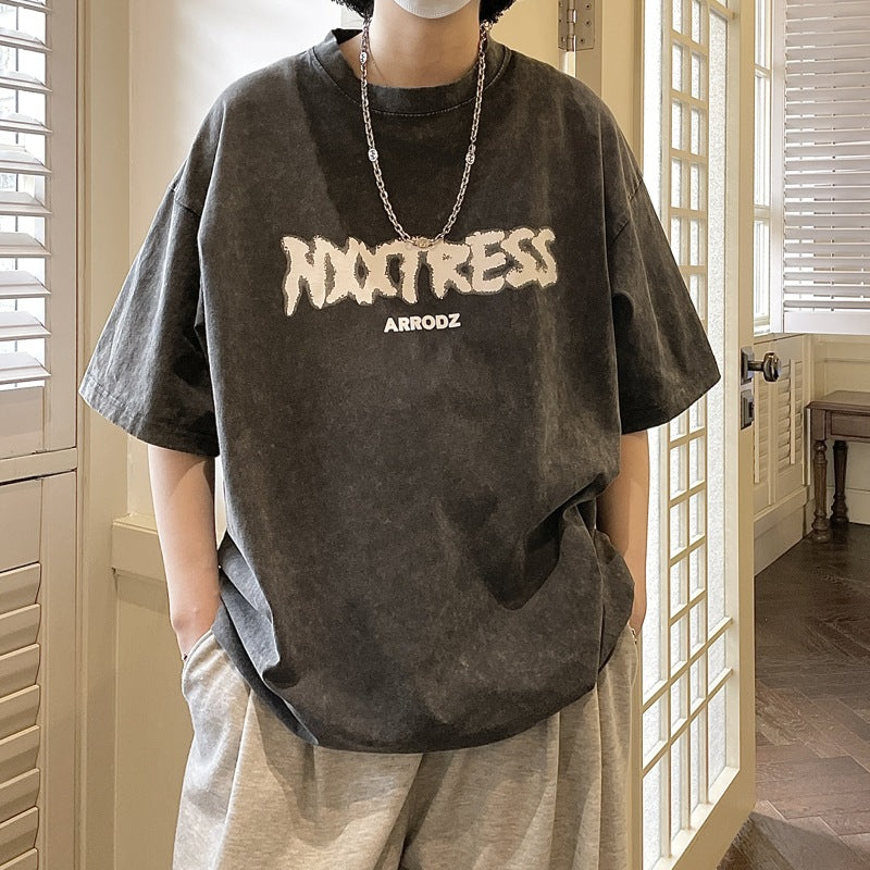 Men's Vintage Washed Graphic Loose Fit T-Shirt, Casual Round Neck Streetwear Top, Distressed Style S-XL