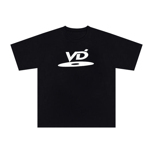 Men's Black Graphic Print Crew Neck Short Sleeve T-Shirt, Loose Casual Fit S-XL