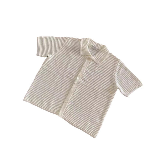 Men’s Short Sleeve Striped Knit Shirt, Casual and Versatile S-XL