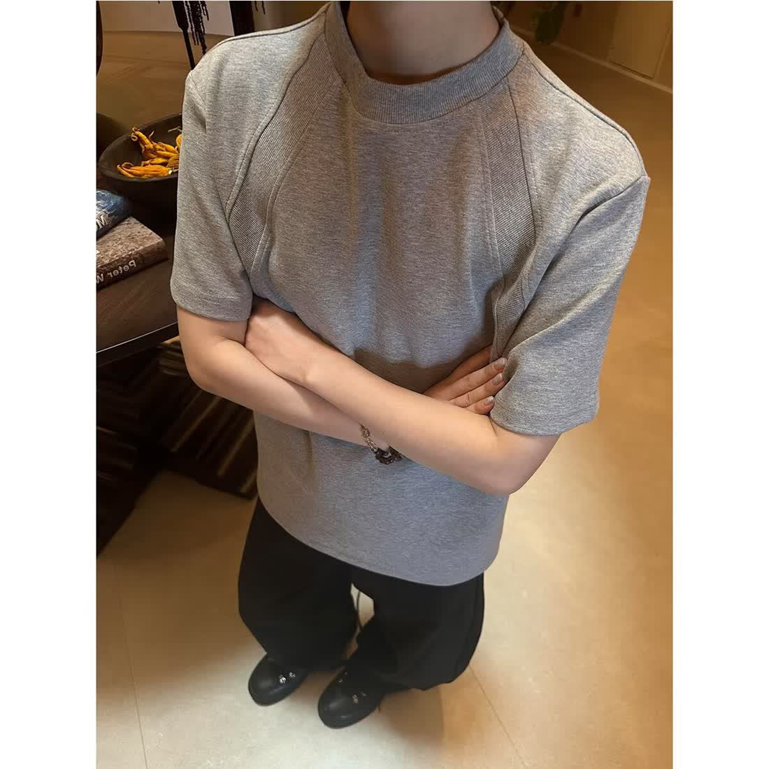 Men's Basic Grey Short Sleeve T-Shirt S-XL | Simple Round Neck Casual Sportswear